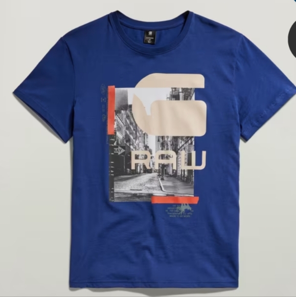 Men's medium blue gstar city graphic t-shirt - Picture 5 of 8